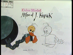Screenshot from the behind-the-scenes documentary of the character design from Character- and Color-Designs for Alfred J. Kwak
