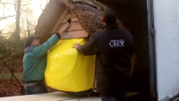 The clog as it's taken out of the moving truck at De Paltz estate, showing its original color.